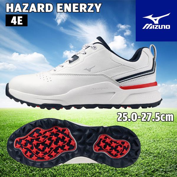 値下げ ミズノ ゴルフ スパイクレス ハザードエナジー 01:オフホワイト×ネイビー×レッド MIZUNO HAZARD ENERZY GOLF 防水 幅広 高グリップ