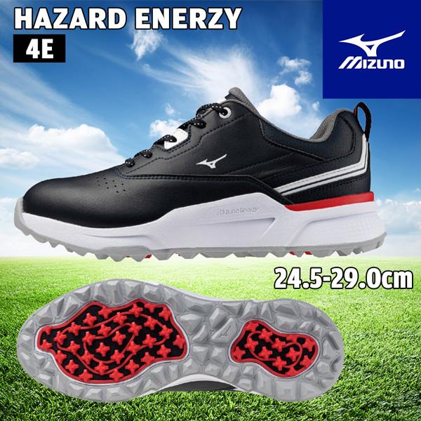 値下げ ミズノ ゴルフ スパイクレス ハザードエナジー 14：ネイビー×ホワイト×レッド MIZUNO HAZARD ENERZY GOLF 防水 幅広 高グリップ