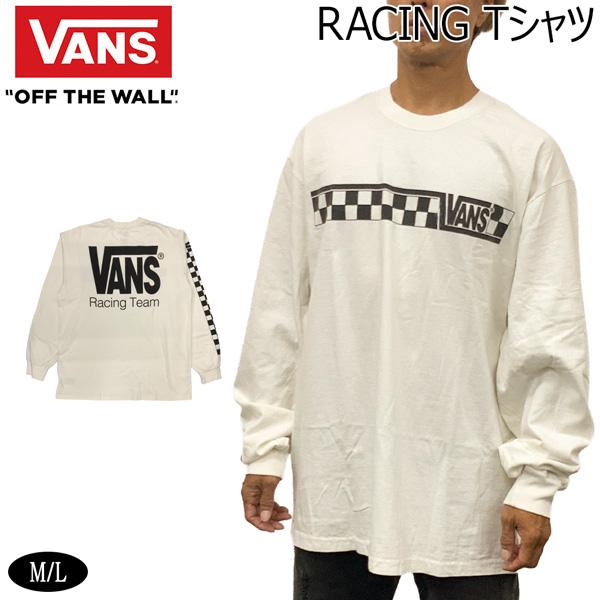 バンズ ロングTシャツ VANS RACING LS TEE MARSHMALLOW ヴァンズ US企画品 VN000X2BFS8 メール便配送