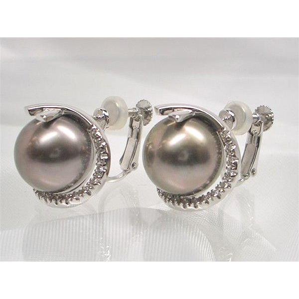 Pearl K14WG/K18WGクロチョウパールダイヤ入りイヤリング : 三重県真珠  