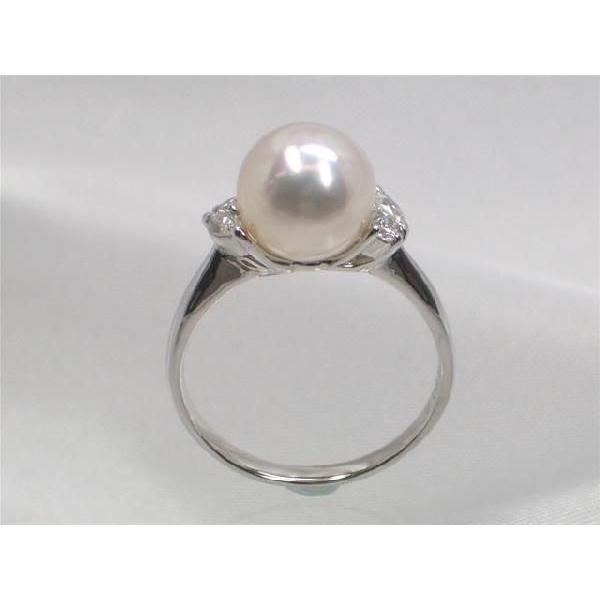 Pearl Pt高級花珠アコヤ真珠ダイヤ入りリング ダイヤ0.15ct : 三重県 