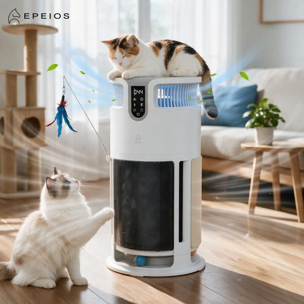 EPEIOS 空気清浄機 ペット用 27畳 小型 脱臭 花粉 ハウスダスト PM2.5 アプリ対応 遠隔操作 静音 コンパクト 寝室 タバコ臭 ニオイ対策 静電HEPAフィルター 爆買