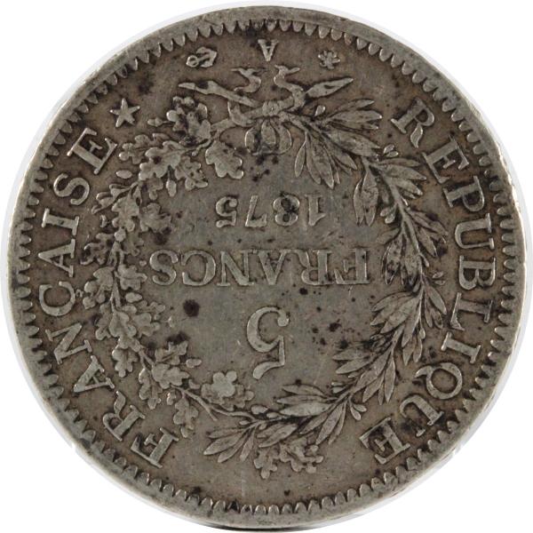 フランス 1875年 5FRANCS 銀貨 VF 古銭 コイン :714:ミスターコインズ - 通販 - Yahoo!ショッピング