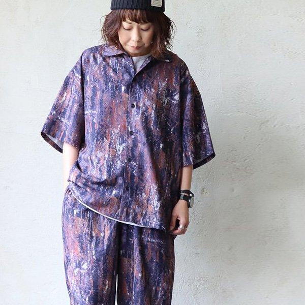 PATY シャツ 開襟シャツ オープンカラー 5分袖 メンズ 重ね着 レトロ