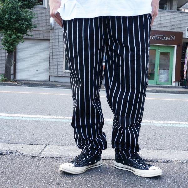 【美品】Cookman クックマン セットアップ ストライプ M ブラック 黒 GRAMICCI クックマン COOKMAN シェフパンツ CHEF PANTS 柄パンツ