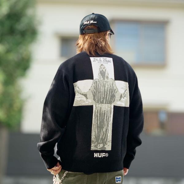 HUF（ハフ） セーター ニット BLACK MOSES KNIT SWEATER stax ISAAC