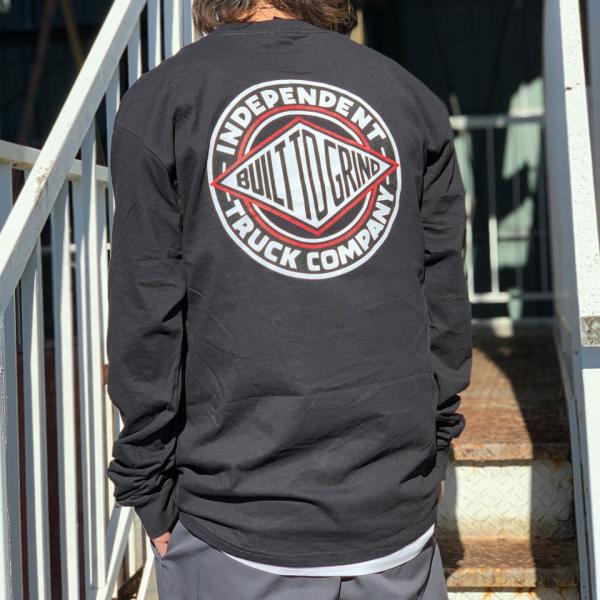 INDEPENDENT ラグランスリーブTシャツ 黒/赤　indy ロンT SALE INDEPENDENT SKATEBOARD Tシャツ 長袖 インディペンデント