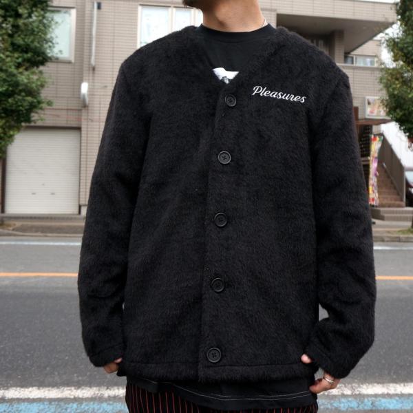 プレジャーズ PLEASURES カーディガン FUZZY CARDIGAN ファー ブラック