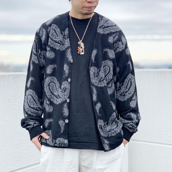 1384 タウンクラフト ペイズリーカーディガン L TOWNCRAFT タウンクラフト カーディガン JAQUARD CARDIGAN 総柄