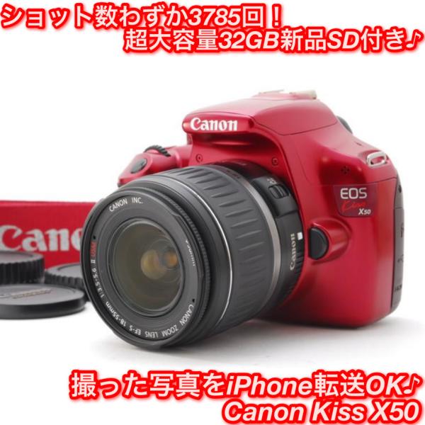 EOS Kiss Canon キヤノン X50 レッド レンズキット 新品SD32GB付き