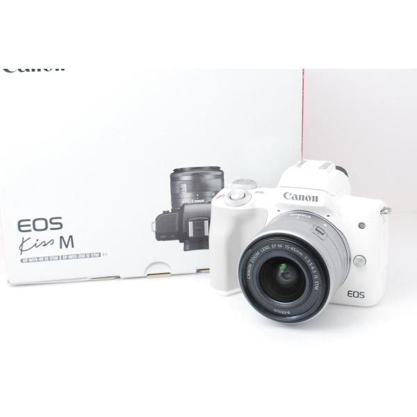 EOS Canon キヤノン Kiss M ホワイト レンズキット 元箱付き : 山