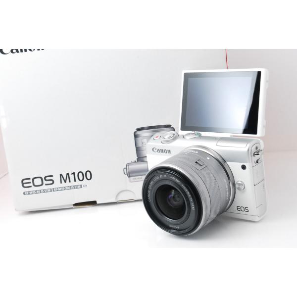 Canon EOS M100 ダブルレンズキット　ホワイト EOS M Canon キヤノン M100 ホワイト レンズキット 元箱付き : 山