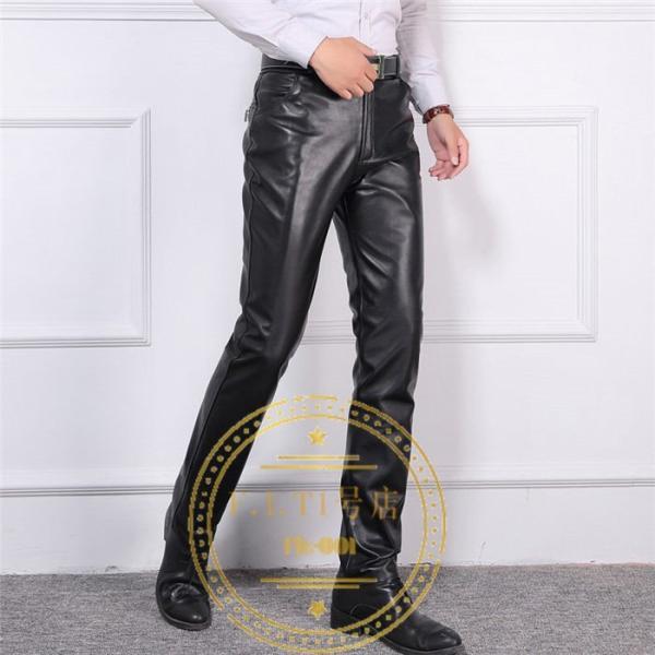 羊革レザーパンツ メンズパンツ 革パンツ バイクパンツ 本革 無地  