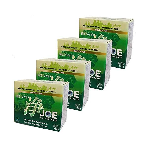 エコプラッツ 善玉バイオ浄 JOE 無香料のエコ洗剤 粉末 1.3kg 4箱セット