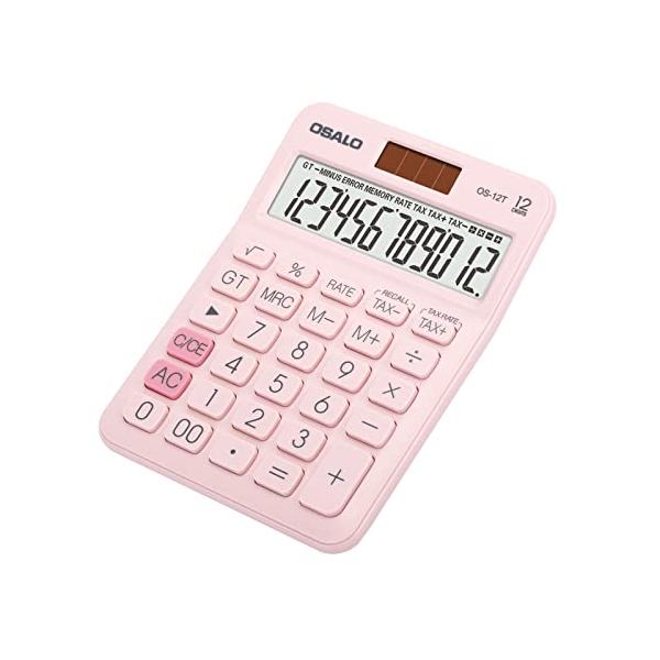 卓上電卓 大型LCDディスプレイ 12桁 数字ビッグボタン 税金会計計算機 電池式 太
