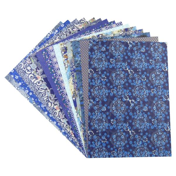 千代紙 友禅和紙 B4 判 15柄・15枚入 (青色系) : MRN's SHOP Yahoo!店