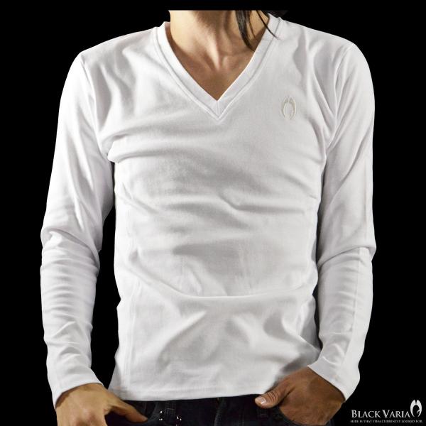 長袖tシャツ ブランドロゴ刺繍 無地 Vネックロンt メンズ ホワイト白 bv Buyee Buyee 日本の通販商品 オークションの代理入札 代理購入