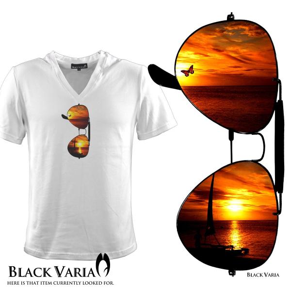 Tシャツ サングラスプリント ハワイ ビーチ 夏 ヤシ 夕日 Vネック 半袖 メンズ ホワイト白 Zkk016 Buyee Buyee 日本の通販商品 オークションの代理入札 代理購入
