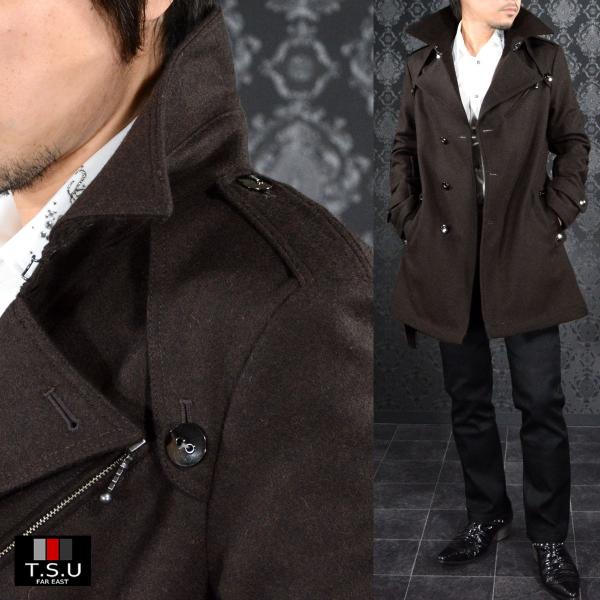 トレンチコート シングル ウール メルトン ビジネス ロング メンズ 無地 日本製 スリム ロングコート ブラウン茶 Buyee Buyee Japanese Proxy Service Buy From Japan Bot Online