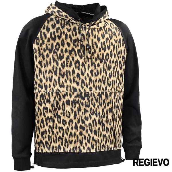プルパーカー レオパード柄 メンズ ダブルフード プルオーバー 長袖(ブラック黒) 05101 mroutlet_1401-ng-05101-4
