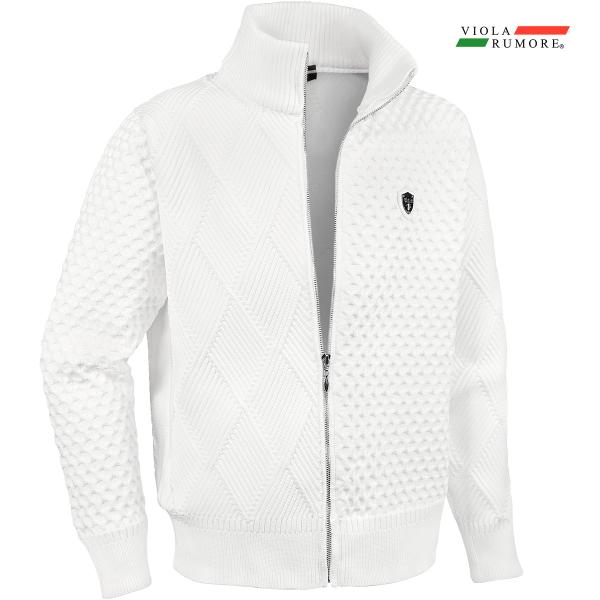 VIOLA rumore ヴィオラ ビオラ ニット フルジップアップ ケーブル編み メンズ ライトアウター ニットジャケット mens(ホワイト白) 52137 mroutlet_180a-vio-52137-wh