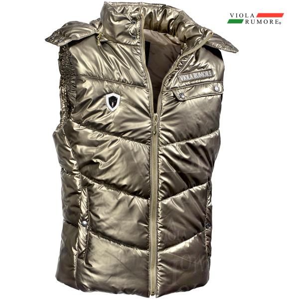 VIOLA rumore ヴィオラ ビオラ 中綿ベスト パーカー メンズ アウター 総柄プリント フルジップベスト(ゴールド金ブラウン茶) 62100 VIOLA rumore（ヴィオラ ルモーレ） ビオラ 中綿ベスト パーカー
