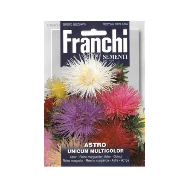 アスター UNICUM MULTICOLOR（ユニカム・マルチカラー）※鮮やかな色合いが特徴の一年草アスター。切り花や花壇におすすめの品種です。イタリア・FRANCHI社の固定種アスター「UNICUM MULTICOLOR」。草丈約50cm...