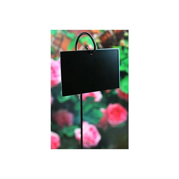 風で回ったり落ちたりしません。●サイズ　ネームプレート：9.2Ｘ5.6cm ピック：高さ25.2ｃｍ●ネームプレートステンレス製つや消しブラック●ピック部分は国産アイアン製字は白マーカーなどでご自分でお好きなようにお書き下さい。日本製ステン...