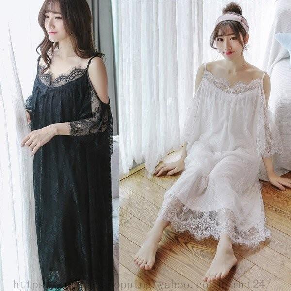 ネグリジェ レディース 春夏 姫 半袖 レースパジャマ ガウン ナイトウェア ルームウェア ワンピース 女性 可愛い 部屋着 パジャマ ホワイト レースパジャマ Pymr Go Th