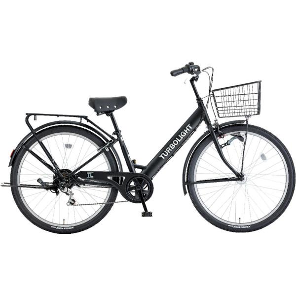 塩野自転車 TURBO LIGHT 27.5インチ軽快車・自転車（ブラック）６段変速 シティサイクル シオノ ターボライト 27.5 外装6段 オートライト