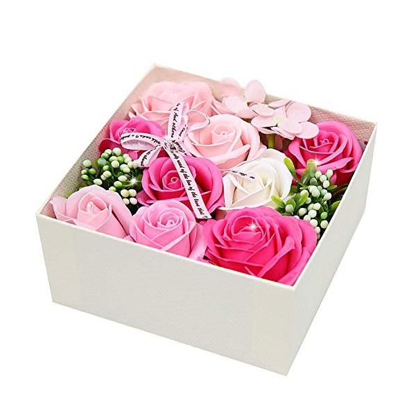 ソープフラワー 石鹸花 方型 ボックス 枯れない花 ギフト 創意 カーネーション 入浴剤 メッセージカード付き バラ バレンタ 公式ショップ プレゼント インテリア