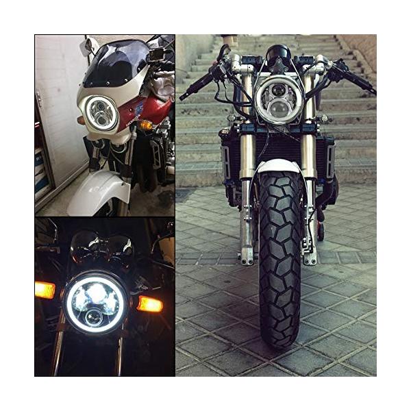 Ovotor ホンダバイク Cb400sfヘッドライト7インチ 超目玉 イカリング付き オートバイcbシリーズに装着 クローム Hi Loビーム Drl機能