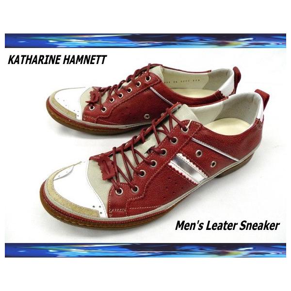 キャサリンハムネット KATHARINE HAMNETT 靴 レザースニーカー (レッド 
