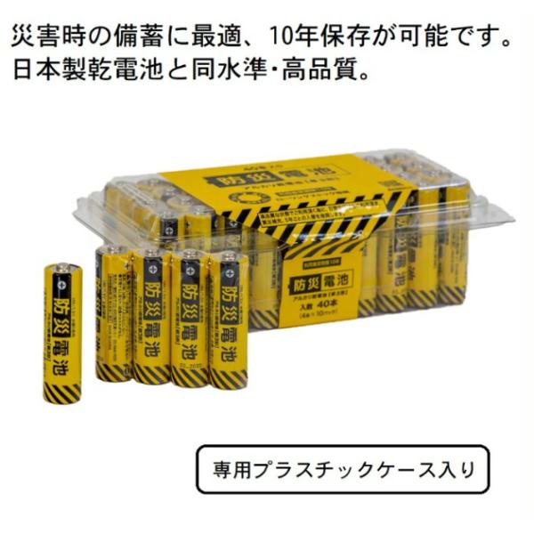 他サイト： 【防災電池】単3形　40本　10年保存　長期保管　BD-LR6-40-1　備蓄　ローリングストック　災害　防災　アルカリ　乾電池　単三　防災推奨　兼松　ナカガワの商品画像
