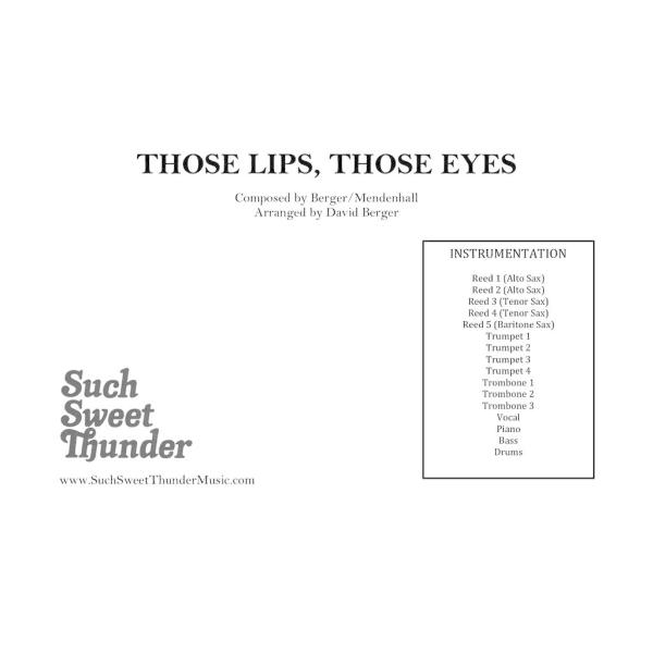 取寄 | Those Lips, Those Eyes | Berger ・ Mendenhall / arr. David Berger ( ビッグバンド+ヴォーカル | 楽譜 )
