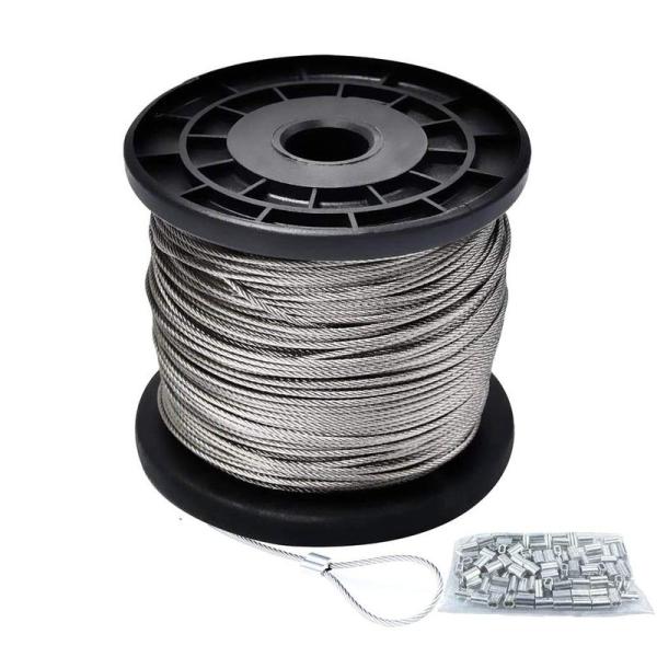 【商品名】　ワイヤロープ ワイヤー 1mm ステンレスロープ 1mm 100m アルミスリーブ付き150個 ステンレスワイヤロープ 構成７×７（SUS3★★ラッピングについて★★当店ではラッピングは承っておりません。ご了承くださいませ。★★...