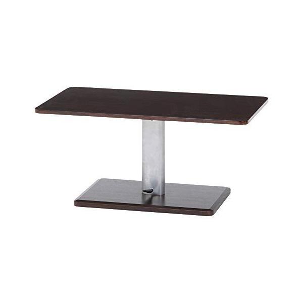 不二貿易 昇降テーブル 幅90奥行50高さ4357cm ブラウン シルバー 10497