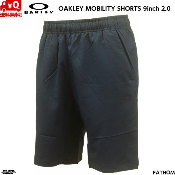 オークリー クロス ウーブン ショートパンツ ネイビー OAKLEY ENHANCE MOBILITY SHORTS 9INCH 2.0 FATHOM 6AC FOA402407-6AC
