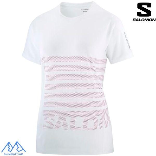 サロモン レディース ランニング Tシャツ ホワイト SALOMON SENSE AERO GRAPHIC WHITE B.PURPLE 女性用 トレラン ランニング  LC2190100