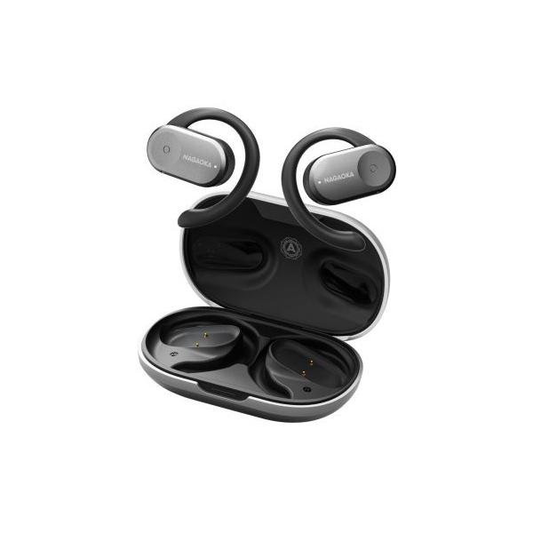 mwmDOTS ワイヤレスイヤホン・ブラック【新品未使用】イヤーフック付き ナガオカ NAGAOKA movio Bluetooth5.3対応 可動式のイヤーフックを搭載