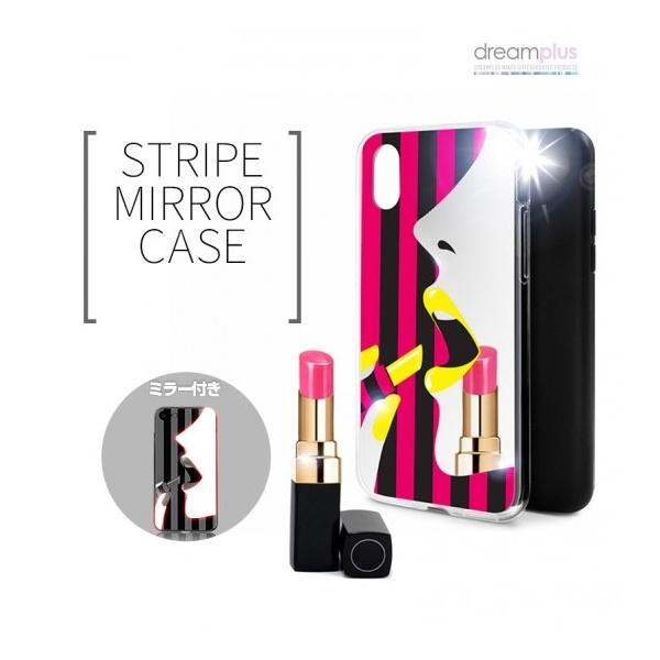 ��dreamplus���yiPhone X/XS 5.8�C���`�z STRIPE MIRROR CASE �X�g���C�v�ƃ��b�v�������~���[�� �|���J�[�{�l�[�g��TPU�̃n�C�u���b�h�\�� DP10155i8
