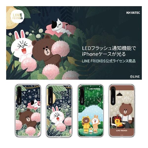 LINE FRIENDSyiPhone XS Max 6.5C`z LIGHT UP CASE iPhoneLEDtbVCǧCeBOV[g̕瓊e点  KCL-LCT011
