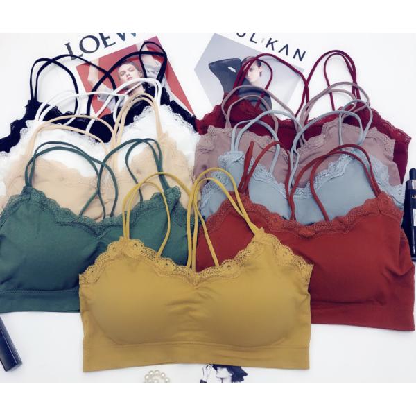 ハーフブラ ノンワイヤー ブラジャー レディース 女性 インナー 下着 キャミソール カップ付き シームレス シンプル 単色 無地 レース 単品