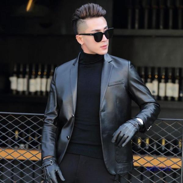 特価】テーラードジャケット メンズ ラム皮 シングル コート 通勤