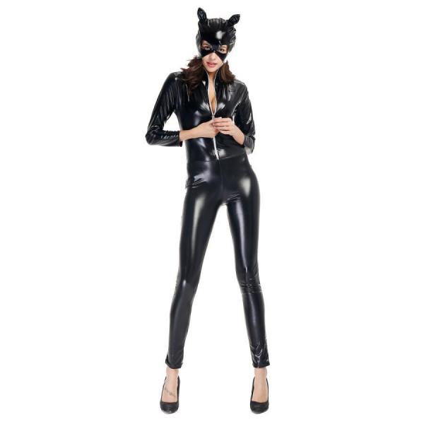 ハロウィン猫の女の子レディース猫娘 動物服 専用ジャンプスーツ大人パーティー用変装