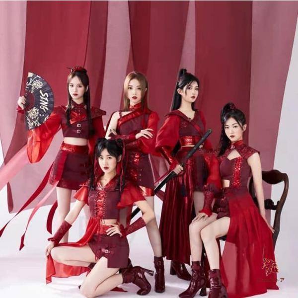 赤 ダンス衣装 セットアップ 大人 レディース 中華風 アイドル 衣装 ヒップホップ ジャッズダンス 衣装 上下 社交ダンス衣装 DS 演出服韓国