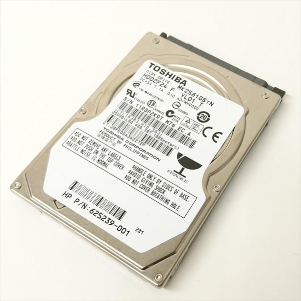 ハードディスク2.5インチ　バルク　TOSHIBA MK2561GSYN 250GB 7200RPM SATA300 16Mキャッシュ 9.5mm 中古