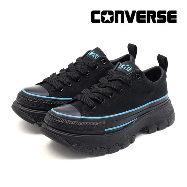 コンバース オールスター トレックウエーブ AP OX ブラック/ブルー ローカット スニーカー 黒 青 厚底 替え紐 CONVERSE ALL STAR TREKWAVE BLACK/BLUE 1SE907