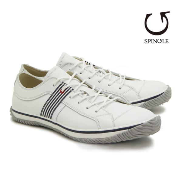 SPINGLE スピングル SPM-168 WHITE/NAVY ホワイト/ネイビー メンズ スニーカー 革靴 made in japan ハンドメイド 手作り 日本製 スピングルムーブ