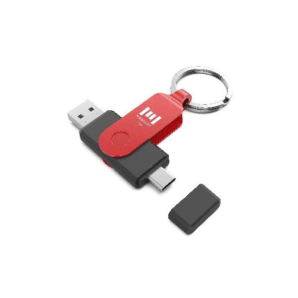 MOSDART 256GB USB C デュアルフラッシュドライブ LEDインジケーター＆キーチェーン付き 2イン1 OTG USB 3.